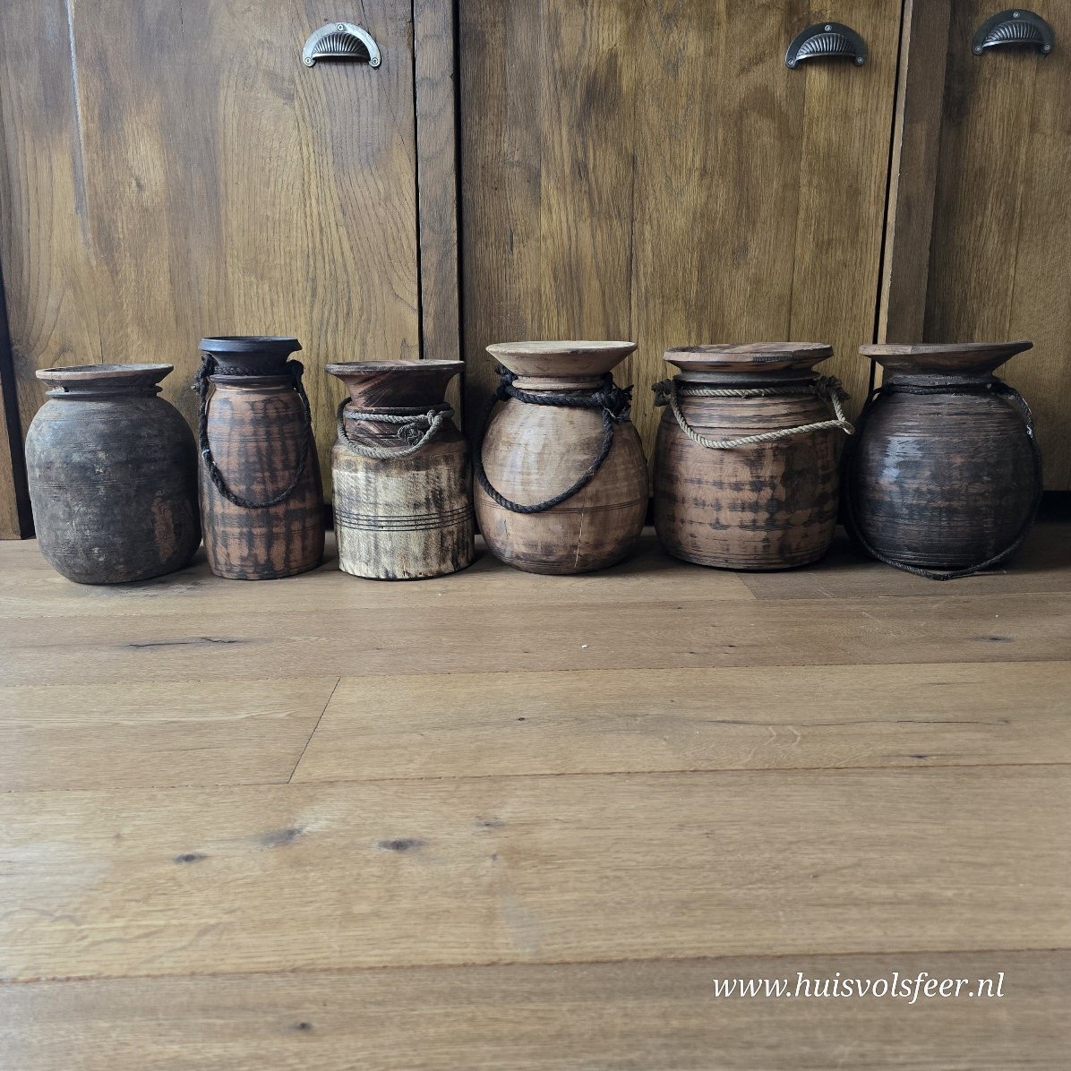 Nepalese kruik/ vaas met touw || Large - Afbeelding 3