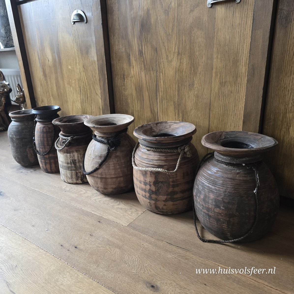 Nepalese kruik/ vaas met touw || Large - Afbeelding 4