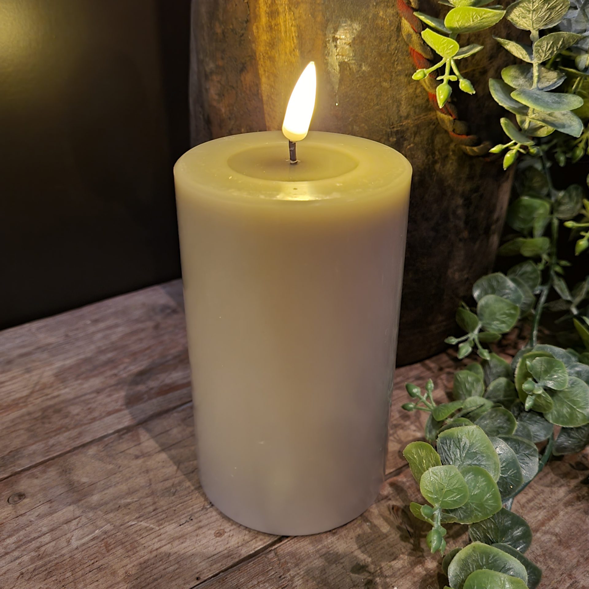 Led wax kaars. Sand. 7,5x12,5cm. - Afbeelding 2