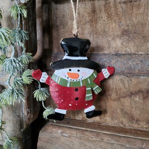 FRANK Vlechtwerk Metalen Sneeuwpop Figuur - Winterdecoratie 32 X 75 Cm