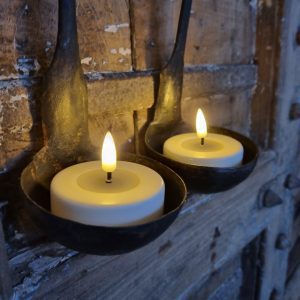 Led waxinelicht breed. Cream. 6,1x5,5cm