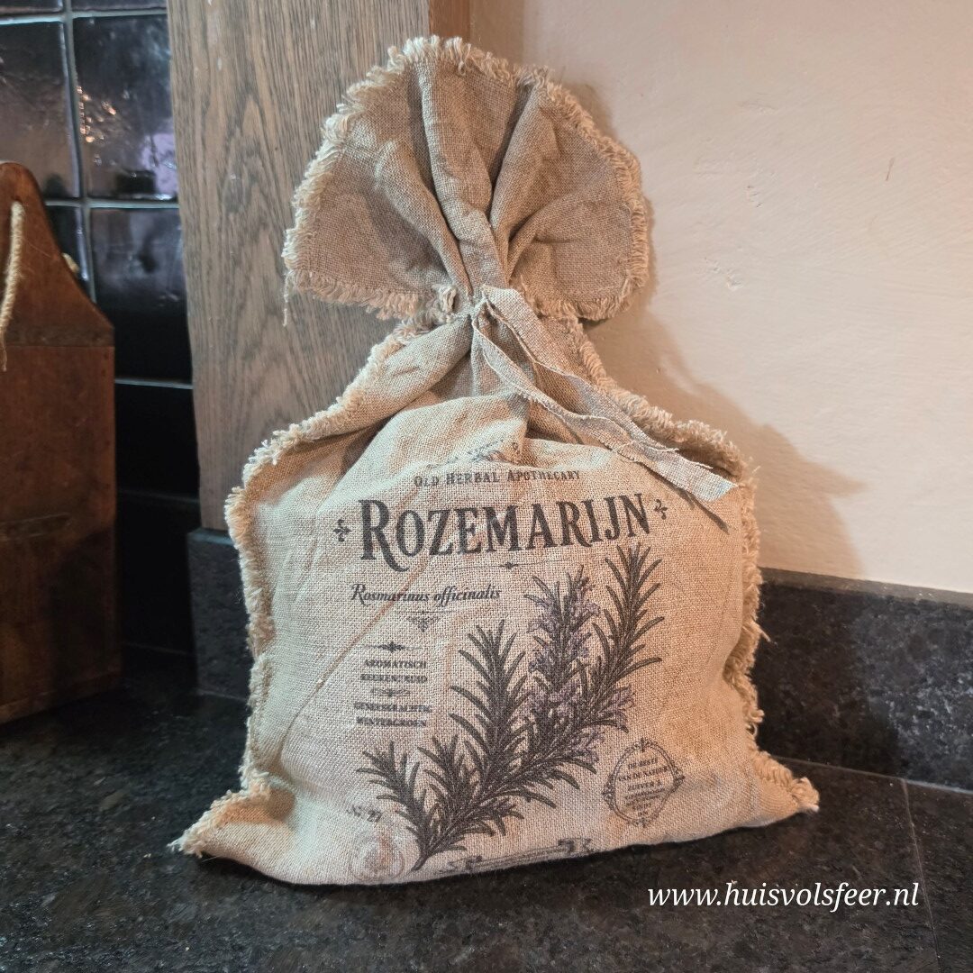 Shabby Linnen Deco Zak || Rozemarijn - Afbeelding 4