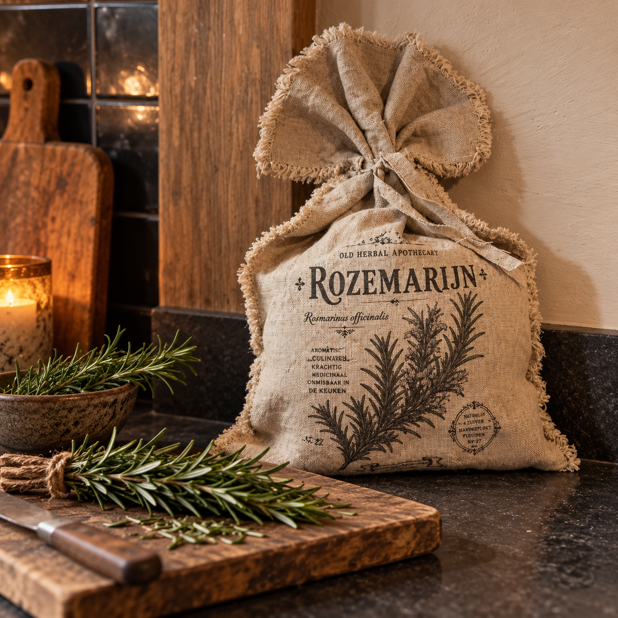 Shabby Linnen Deco Zak || Rozemarijn - Afbeelding 2