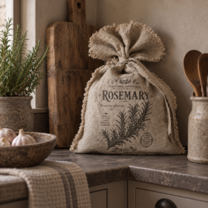 Shabby Linnen Deco Zak || Rozemarijn
