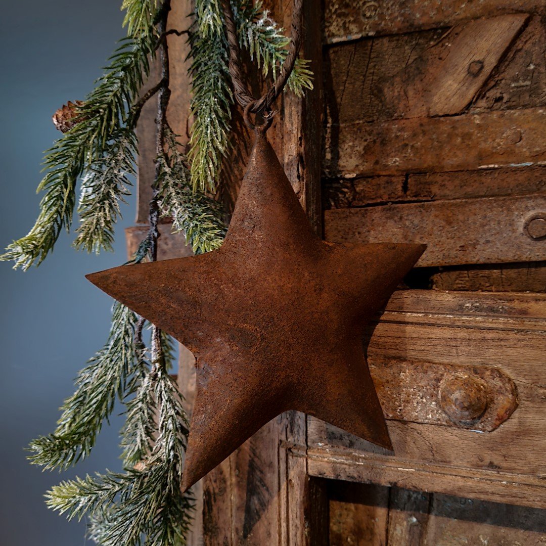 Rusty metalen ster || Met touw. 12 cm. - Afbeelding 3