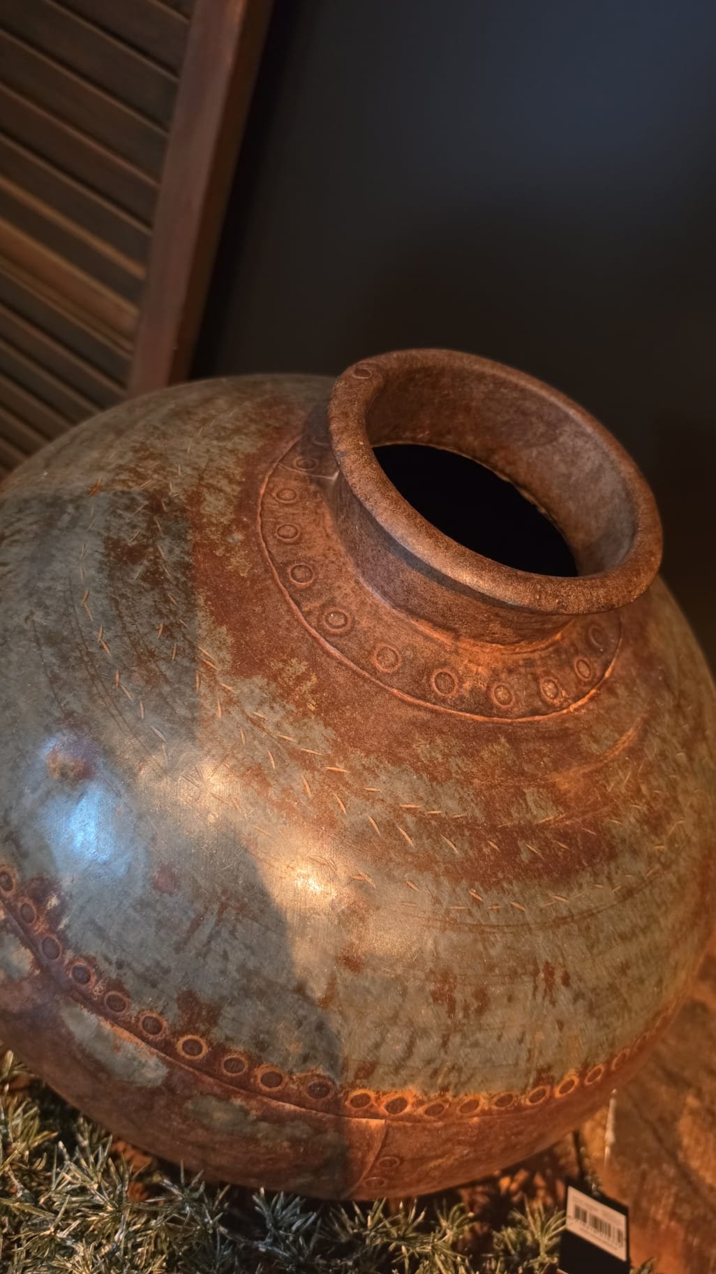 Oude metalen Nagouri vaas/ pot. Roest bruin. - Afbeelding 2