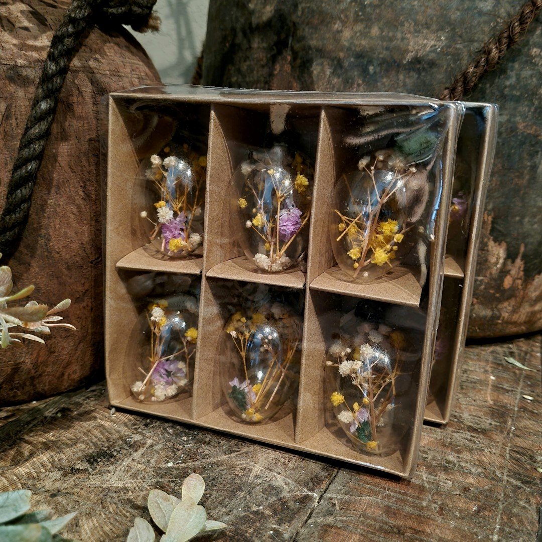 Paasei hanger van glas- Paars/ Geel/ Wit || Set van 6. - Afbeelding 2