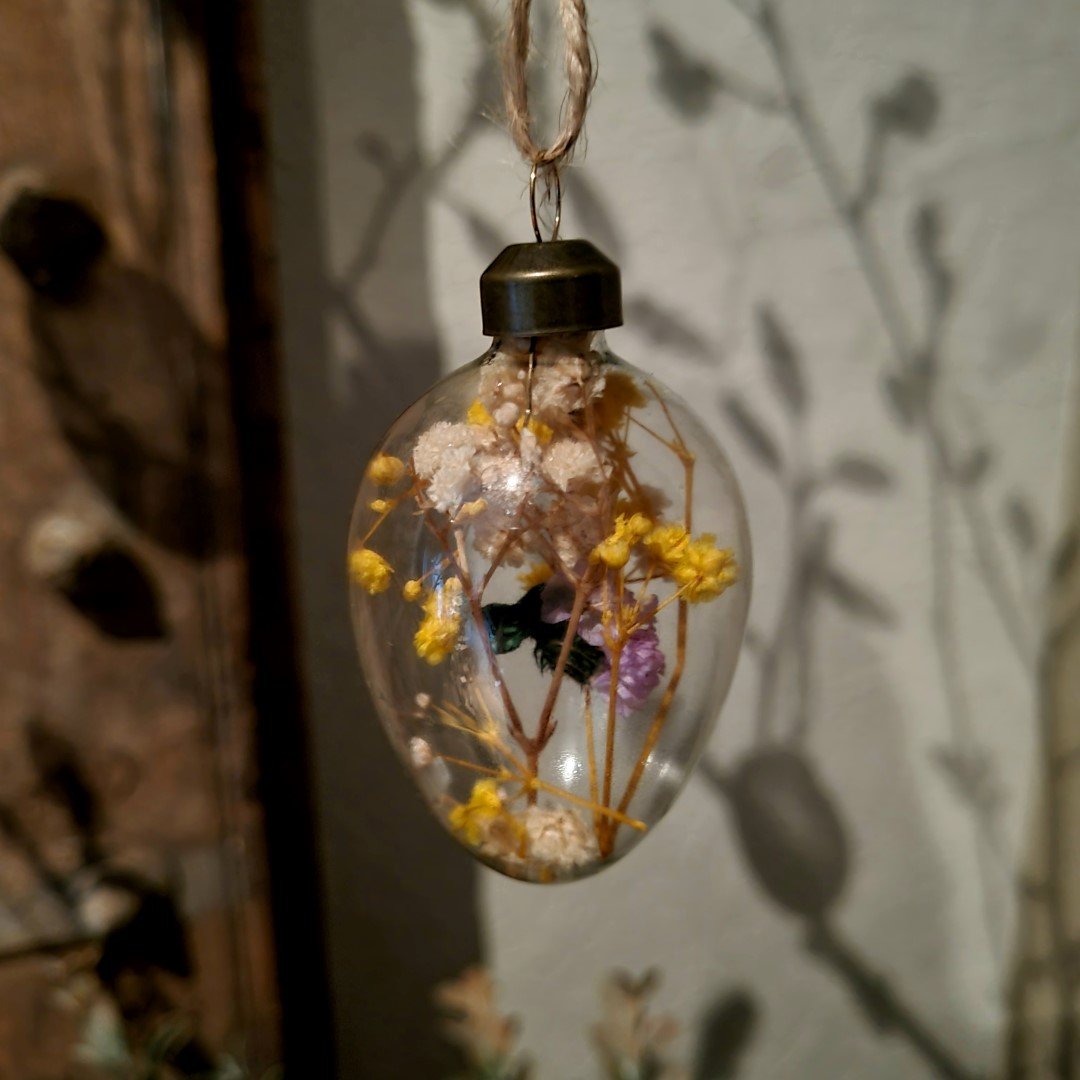 Paasei hanger van glas- Paars/ Geel/ Wit || Set van 6. - Afbeelding 5