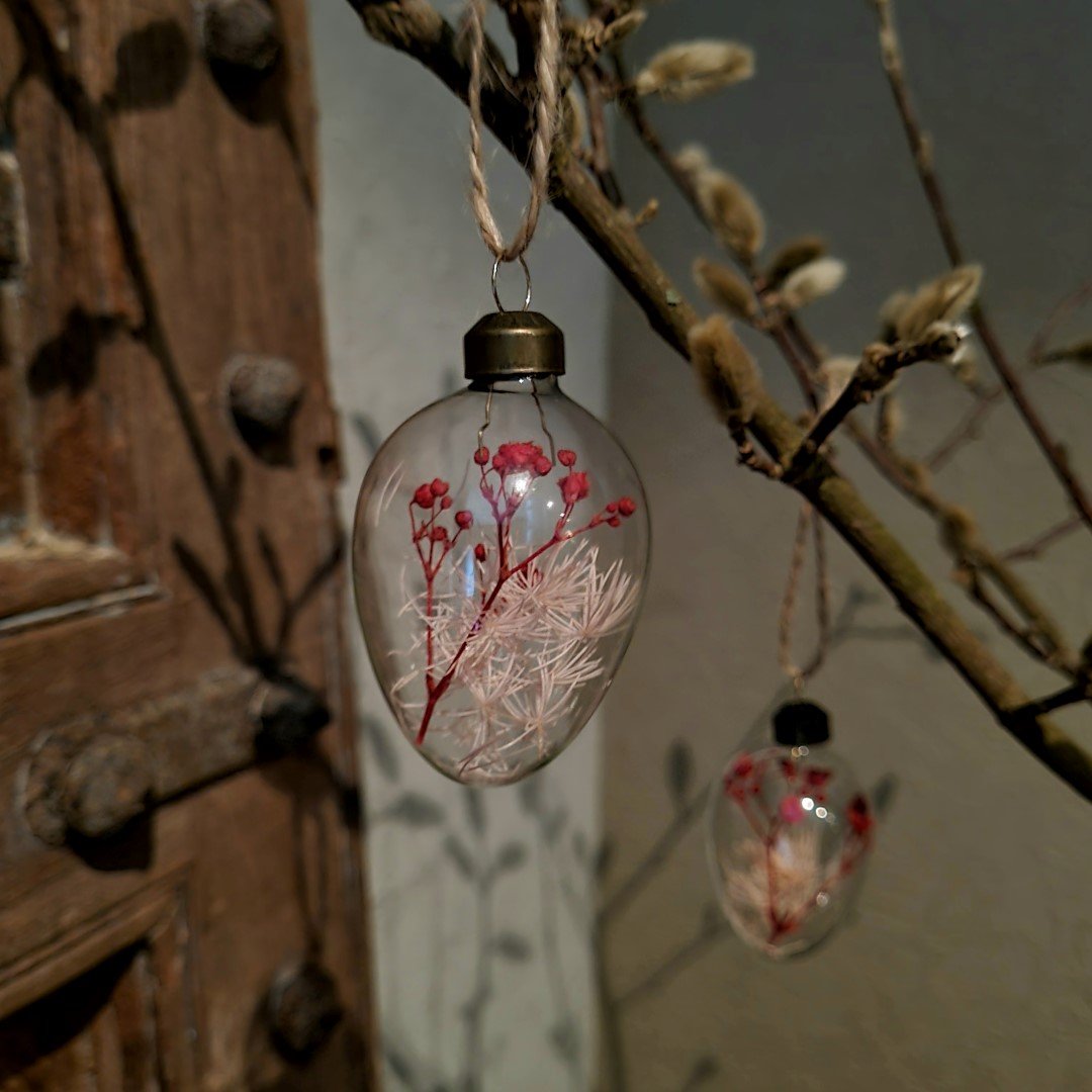 Paasei hanger van glas- Wit/ Roze || Set van 6. - Afbeelding 2