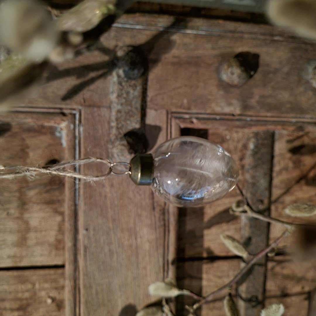 Paasei hanger van glas- Veren en jute touw || Set van 9. - Afbeelding 5