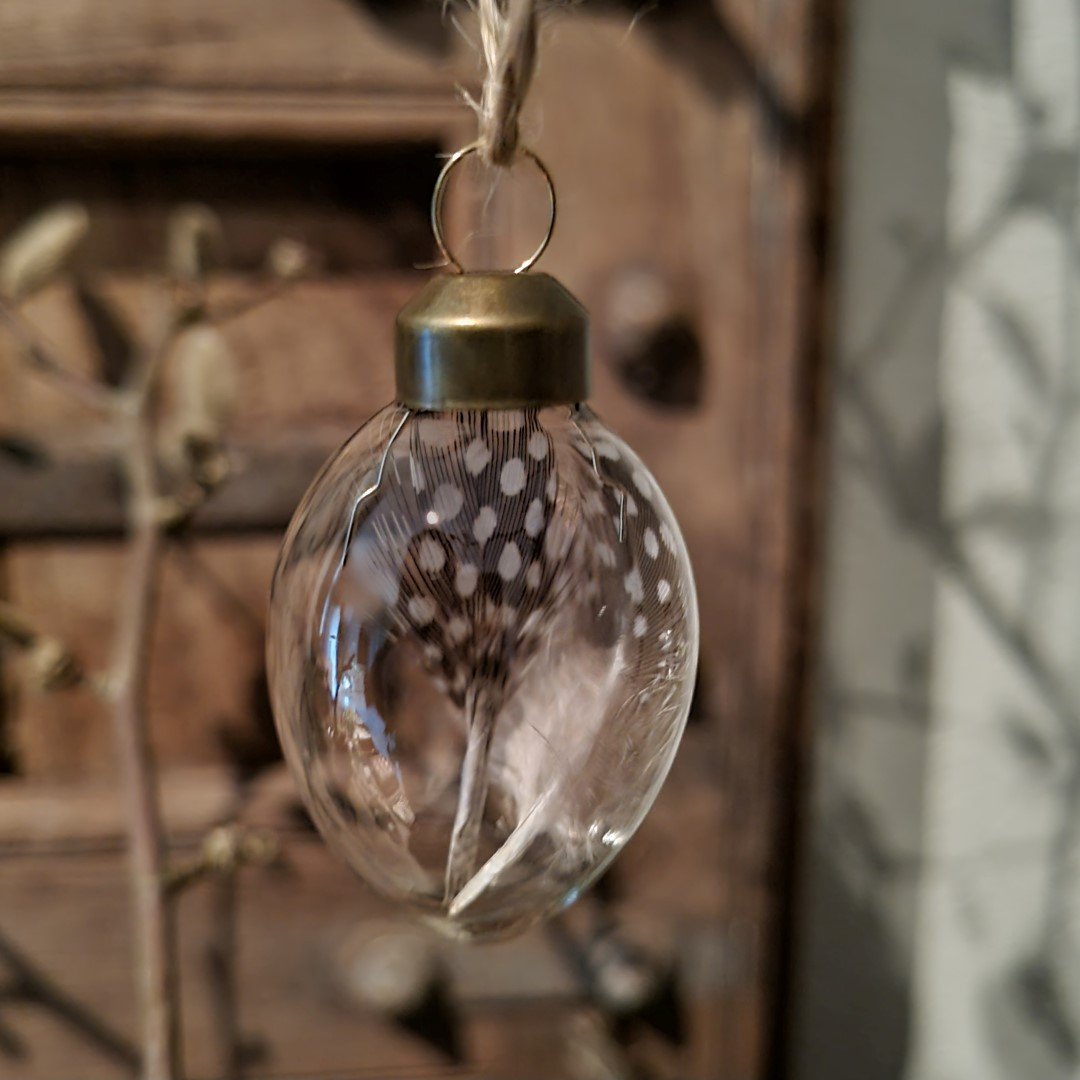 Paasei hanger van glas- Veren en jute touw || Set van 9. - Afbeelding 8