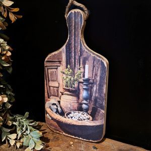Decoratie plankje- Sfeervolle print || Gevulde houten schaal.
