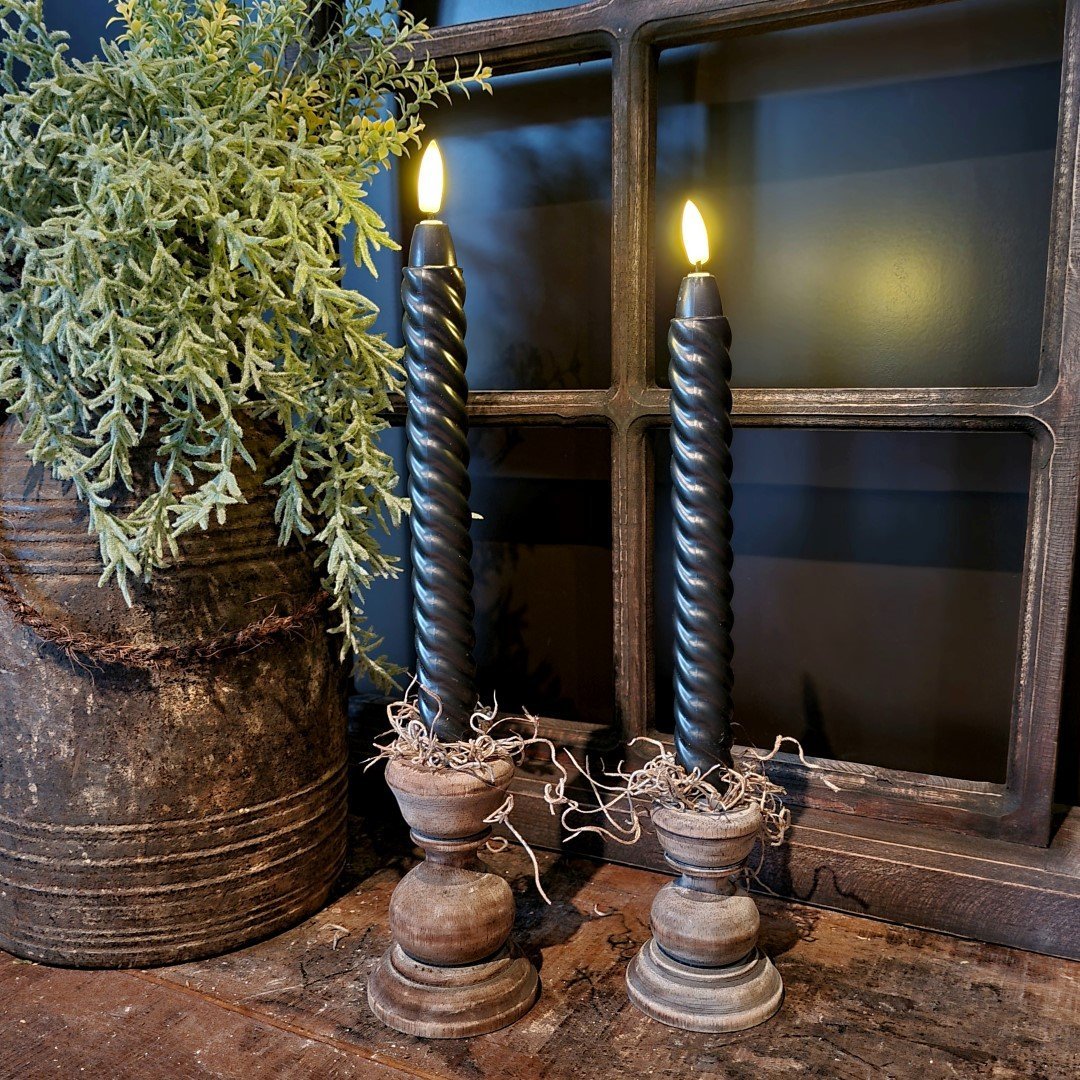 Swirl led wax kaarsen. Set van 2 || Zwart.