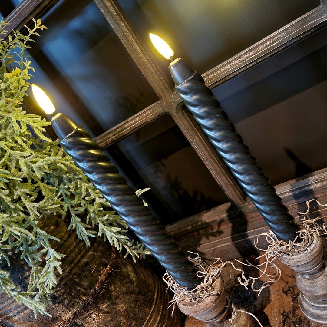 Swirl led wax kaarsen. Set van 2 || Zwart. - Afbeelding 2