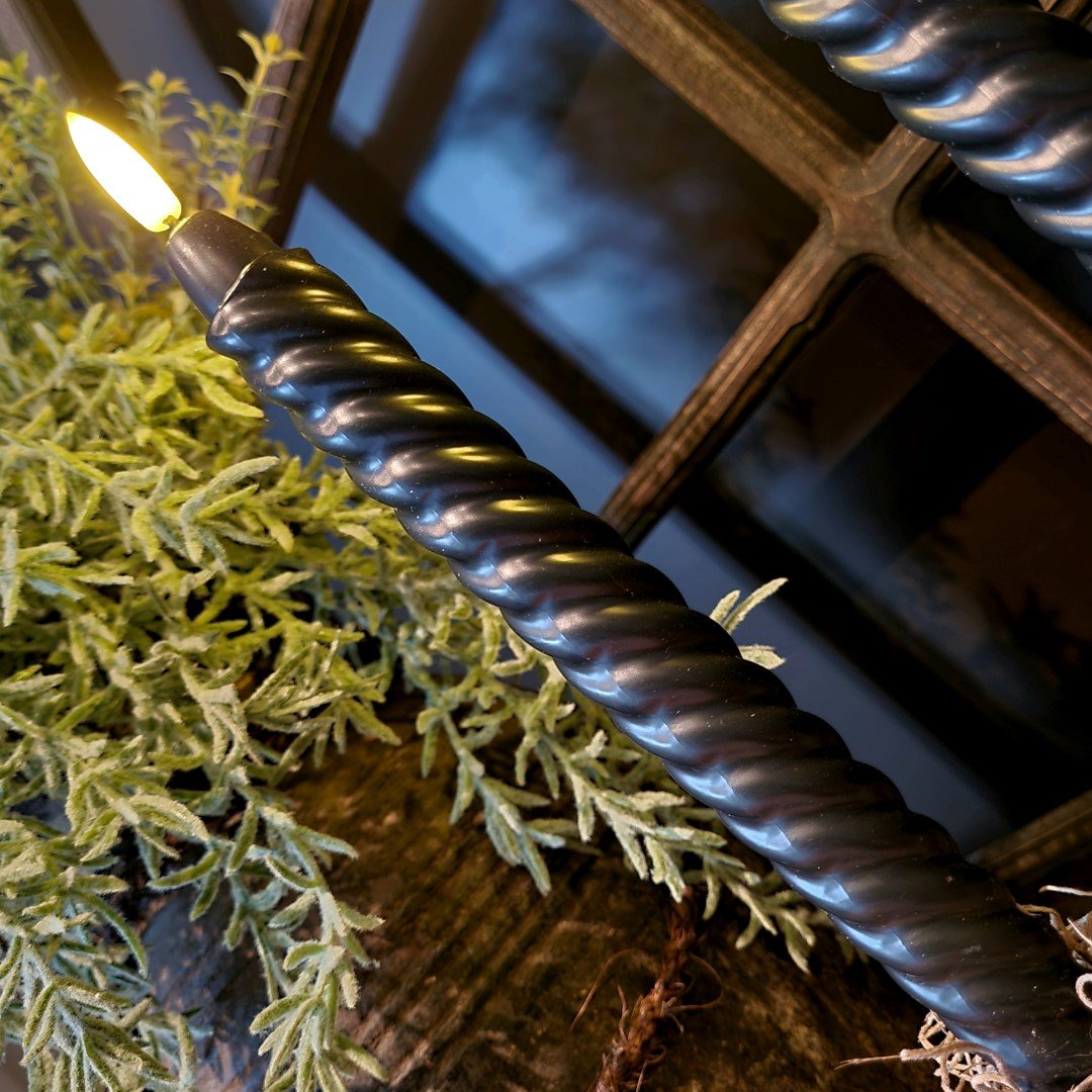 Swirl led wax kaarsen. Set van 2 || Zwart. - Afbeelding 4