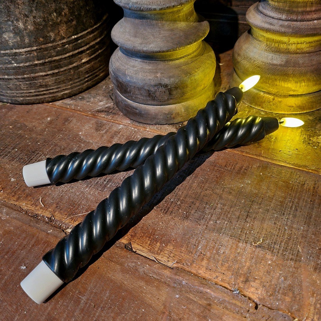 Swirl led wax kaarsen. Set van 2 || Zwart. - Afbeelding 9