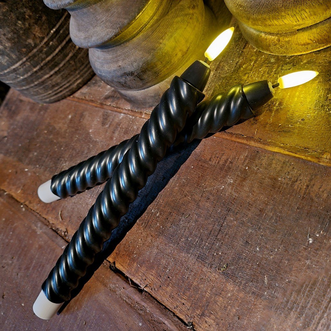Swirl led wax kaarsen. Set van 2 || Zwart. - Afbeelding 8
