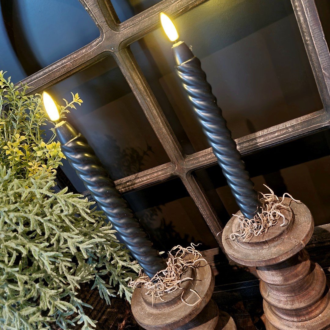 Swirl led wax kaarsen. Set van 2 || Zwart. - Afbeelding 7