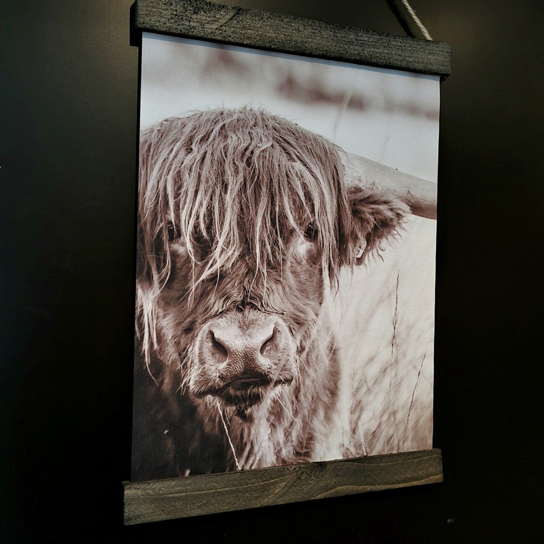 Wanddoek "Landelijk en sfeervol". Hooglander. 30x40 cm. - Afbeelding 3