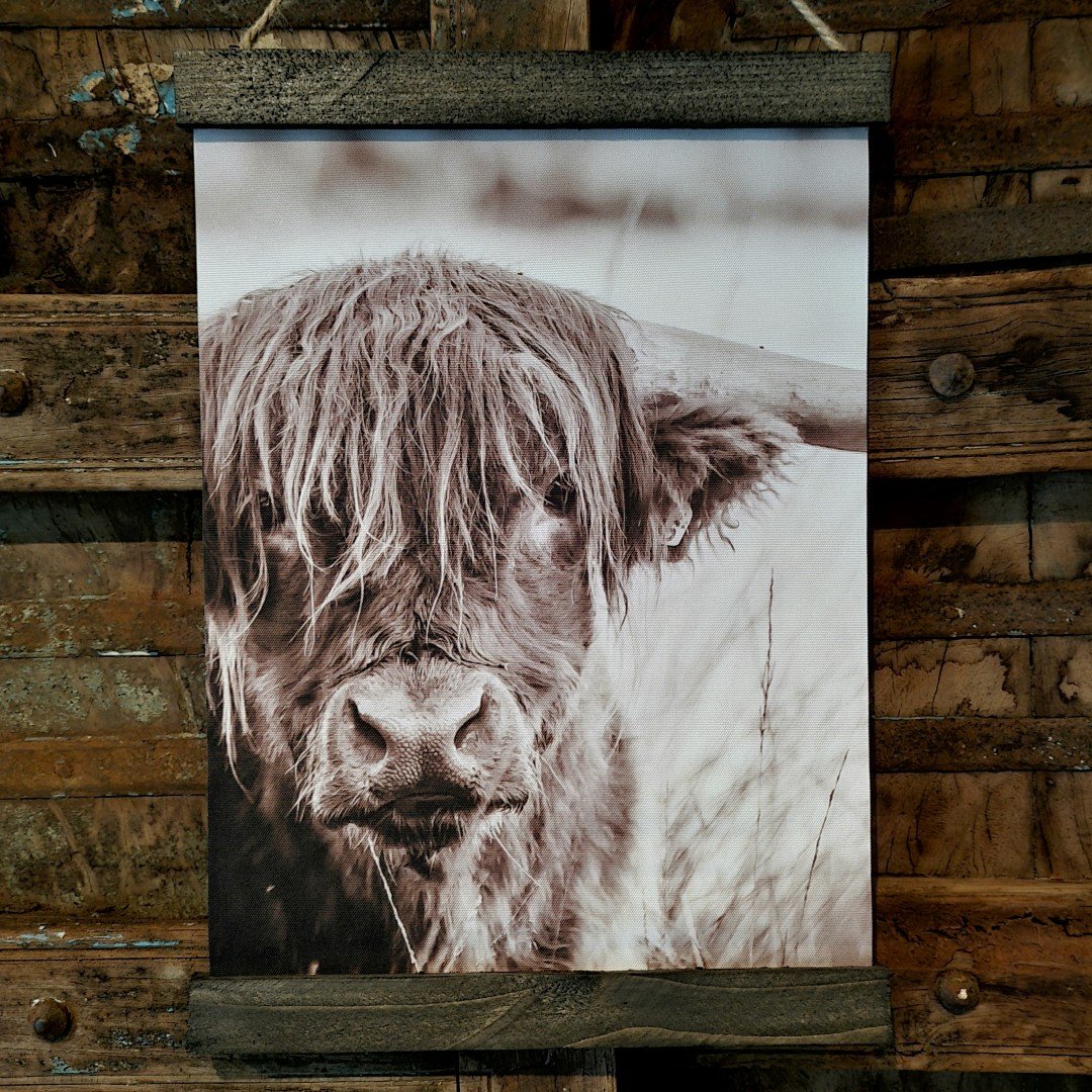Wanddoek "Landelijk en sfeervol". Hooglander. 30x40 cm. - Afbeelding 5