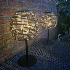 Tafellamp met Solar- Rond || Rotan Naturel.