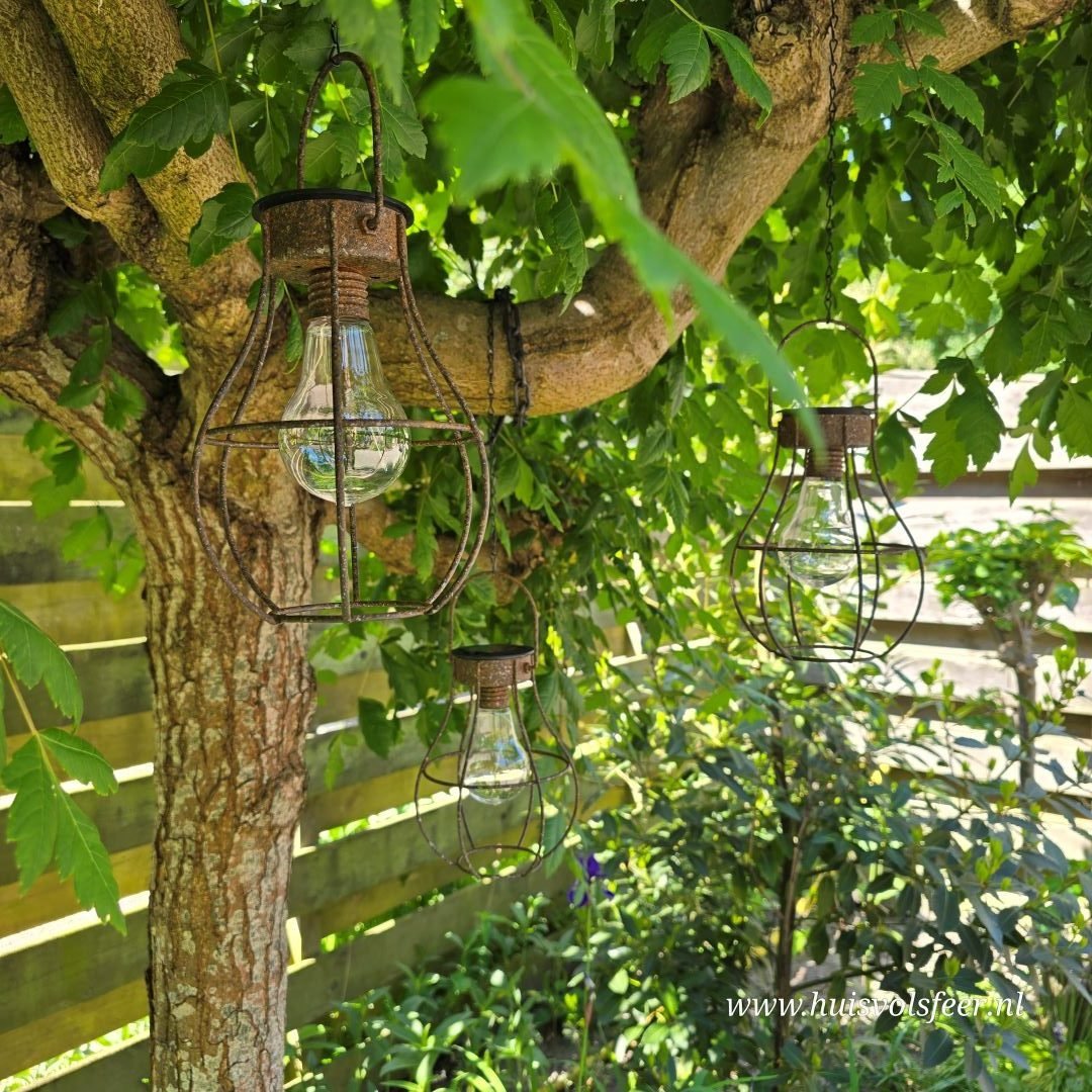 Landelijke hanglantaarn voor in de tuin. Solar. - Afbeelding 10