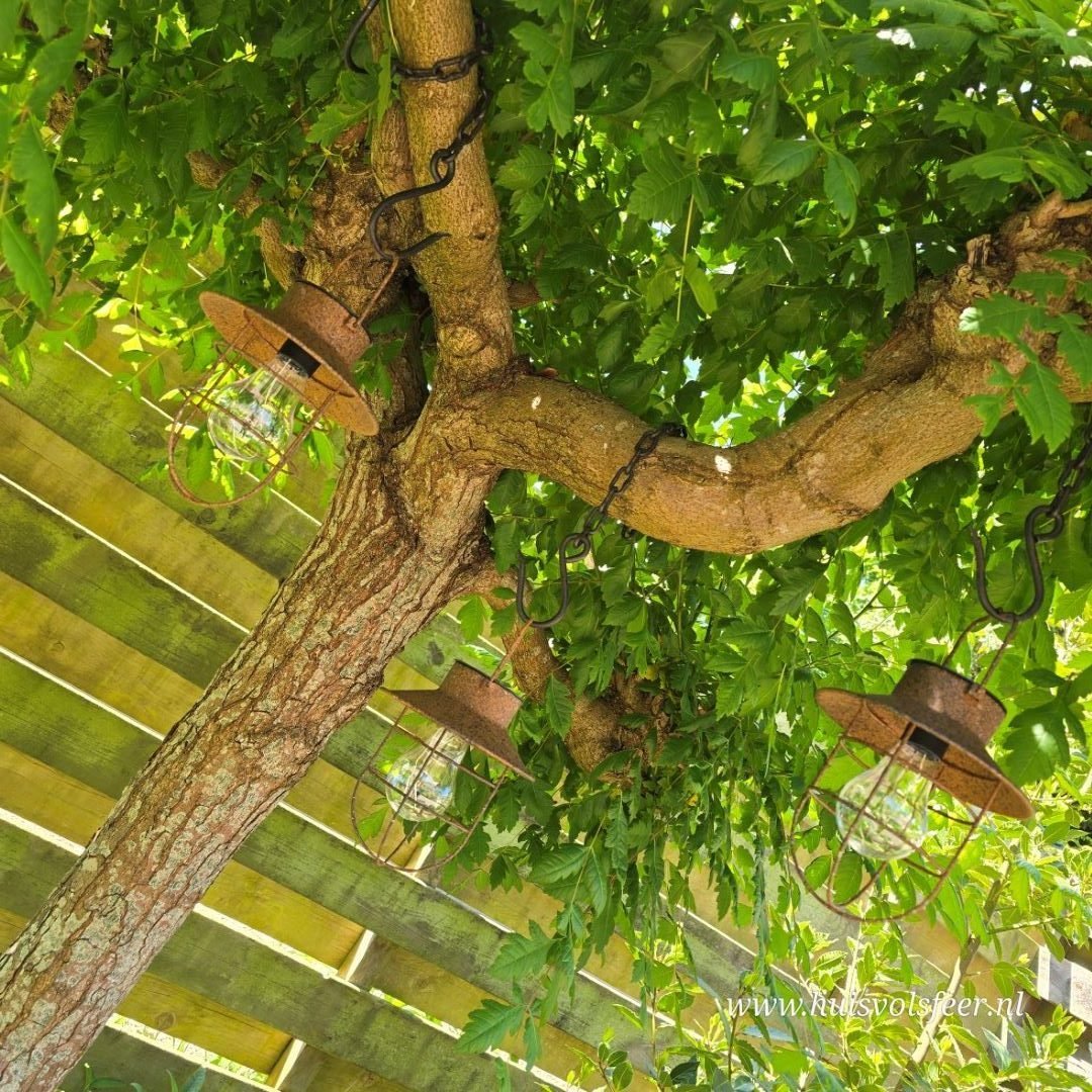 Landelijke hanglantaarn met kapje voor in de tuin. Solar. - Afbeelding 11
