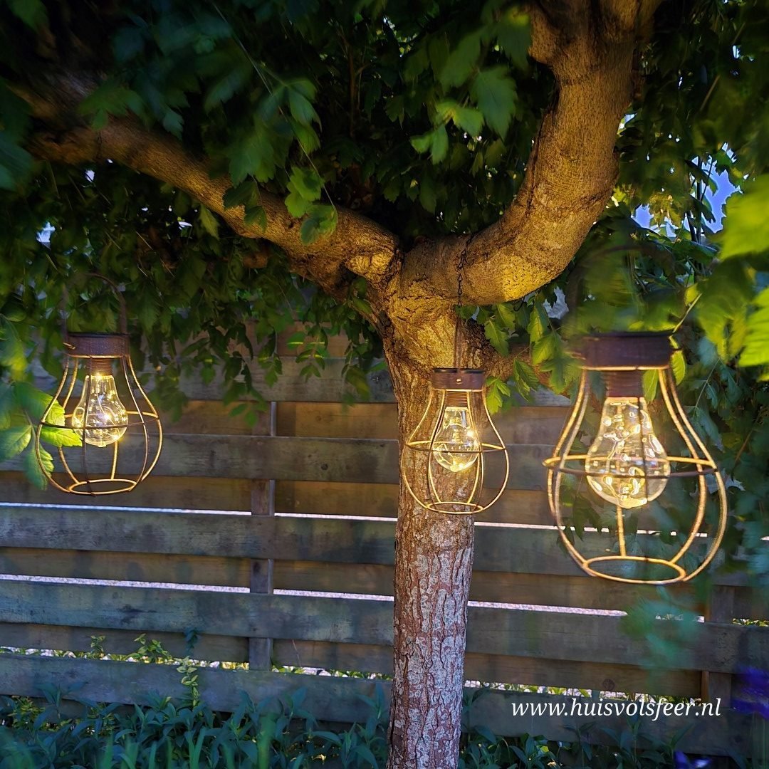 Landelijke hanglantaarn voor in de tuin. Solar. - Afbeelding 12
