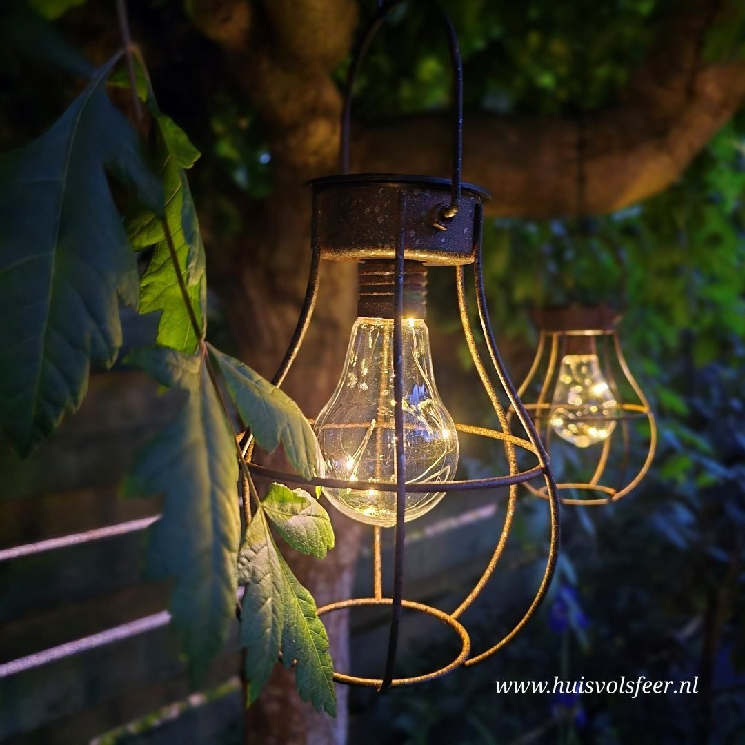 Landelijke hanglantaarn voor in de tuin. Solar. - Afbeelding 3
