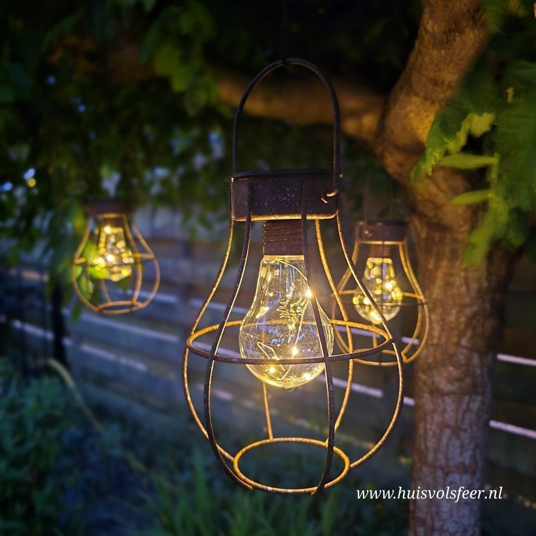 Landelijke hanglantaarn voor in de tuin. Solar. - Afbeelding 14