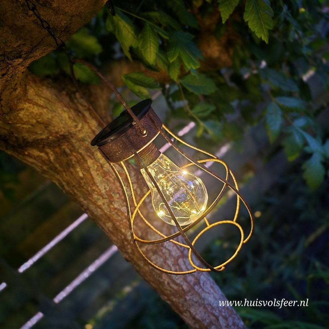 Landelijke hanglantaarn voor in de tuin. Solar. - Afbeelding 17