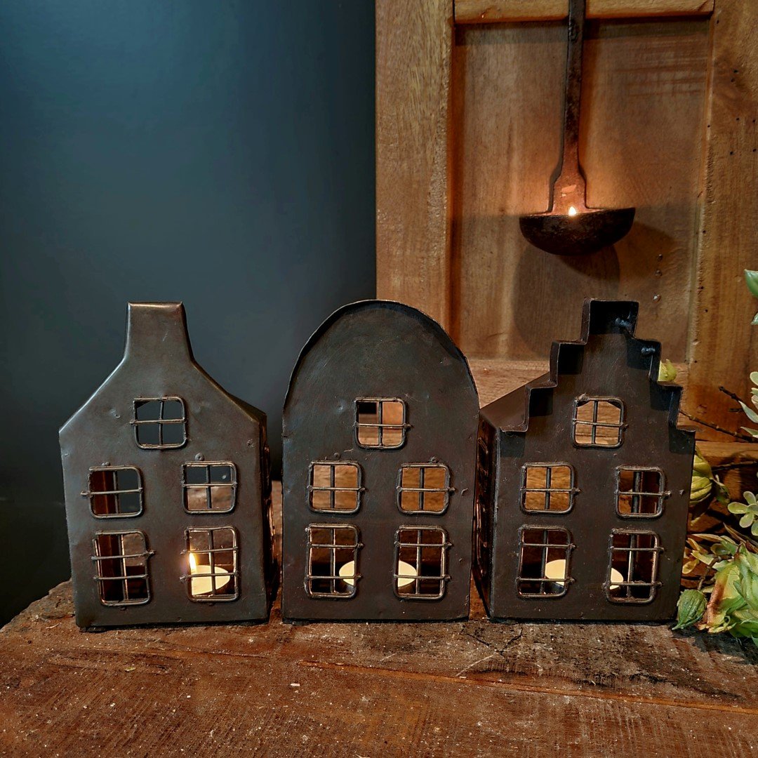 Grachtenpand huisjes- set van 3 || 15 cm - Afbeelding 7