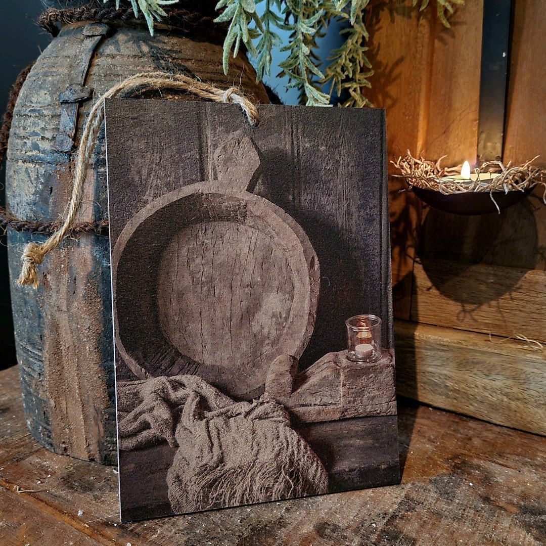 Houten bordje met touw. Sobere schaal. - Afbeelding 2