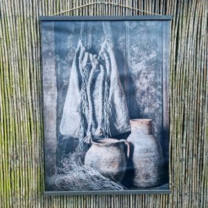 Tuinposter met latjes- Sobere potten || 60x85 cm.