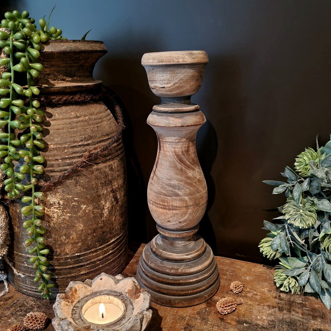 Houten kandelaar dinerkaars || 30 cm. - Afbeelding 4