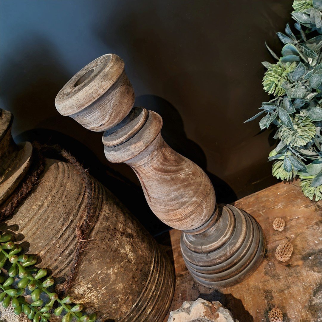 Houten kandelaar dinerkaars || 30 cm. - Afbeelding 5