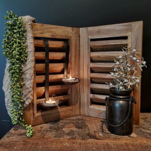 Dubbele louvre luik- Teak hout || 40 cm.