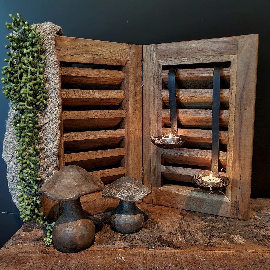 Dubbele louvre luik- Teak hout || 40 cm. - Afbeelding 4