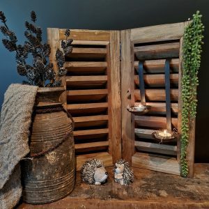 Dubbele louvre luik- Teak hout || 50 cm.