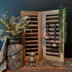 Dubbele louvre luik- Teak hout || 60 cm.