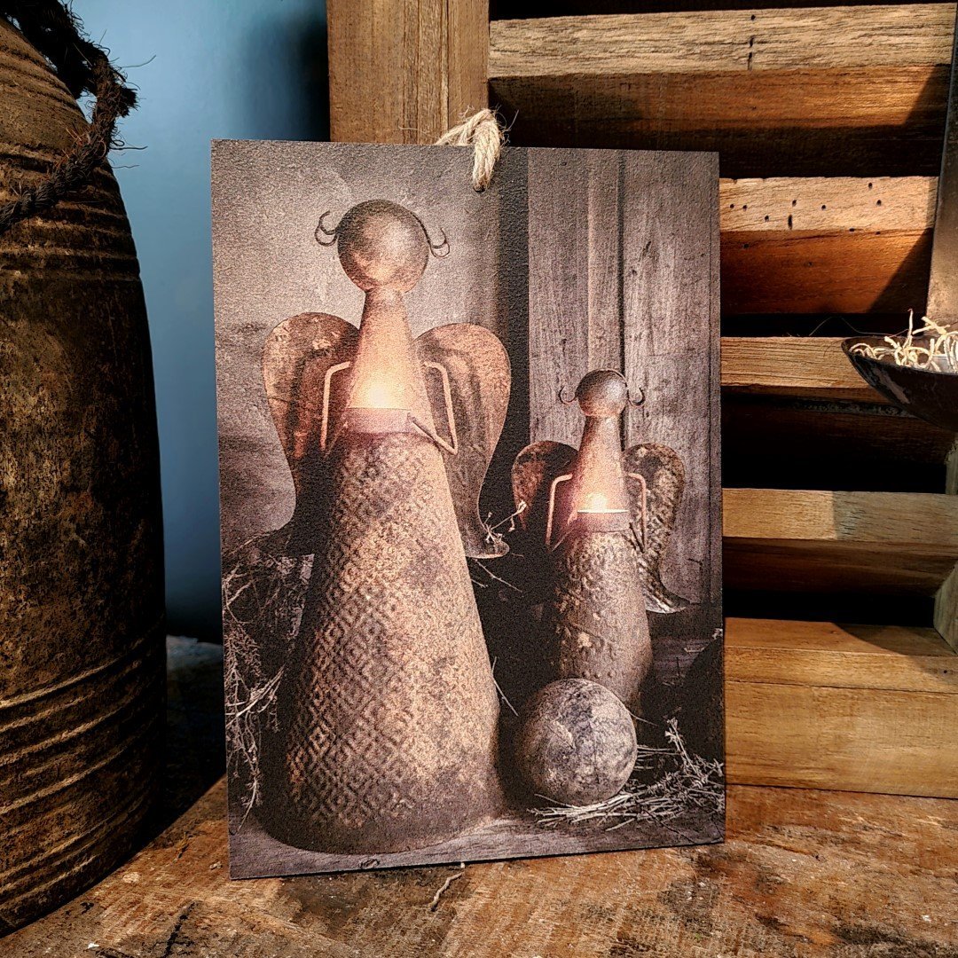 Houten bordje met touw || Kerstengelen. - Afbeelding 2