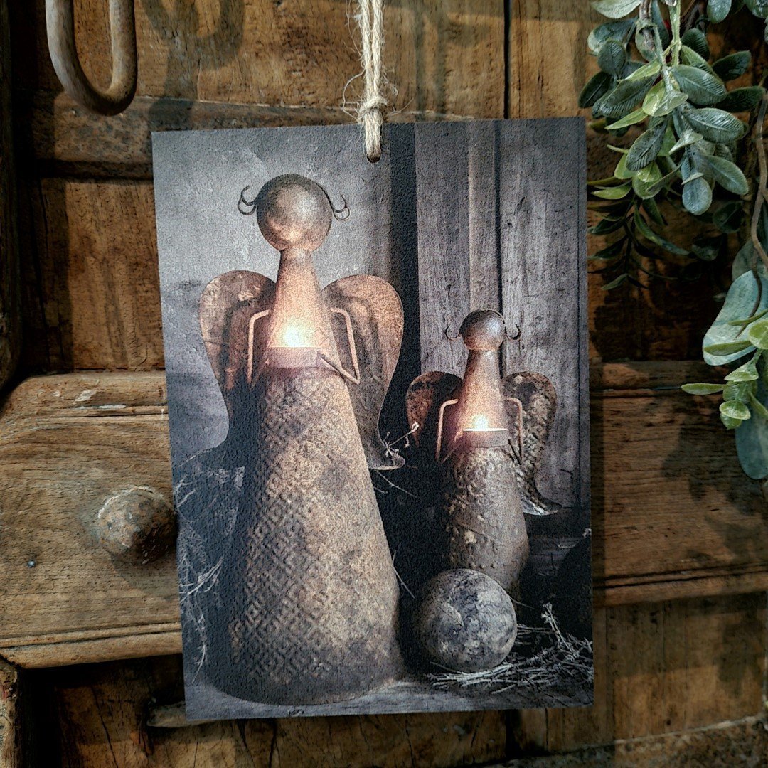 Houten bordje met touw || Kerstengelen.