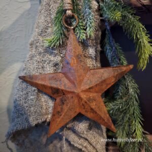 Metalen ster met touw- Roest || 18 cm.