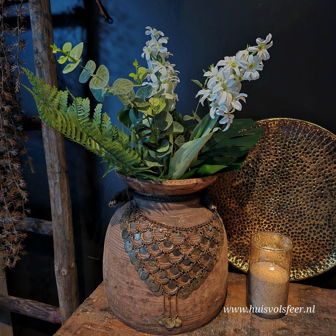 Compleet zijdeboeket- Delphinium.