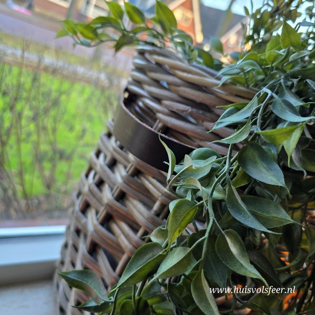 Landelijke Rattan Mand met Leren Handvatten || Large. - Afbeelding 10