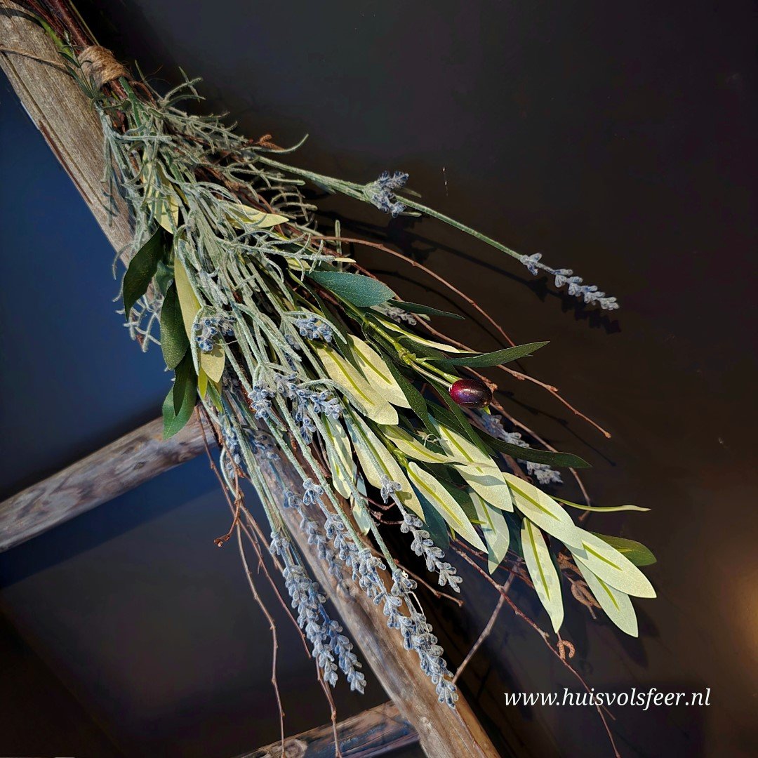 Toef van Twijgtakjes, Lavendel en Olijftakken || Zijde. - Afbeelding 3