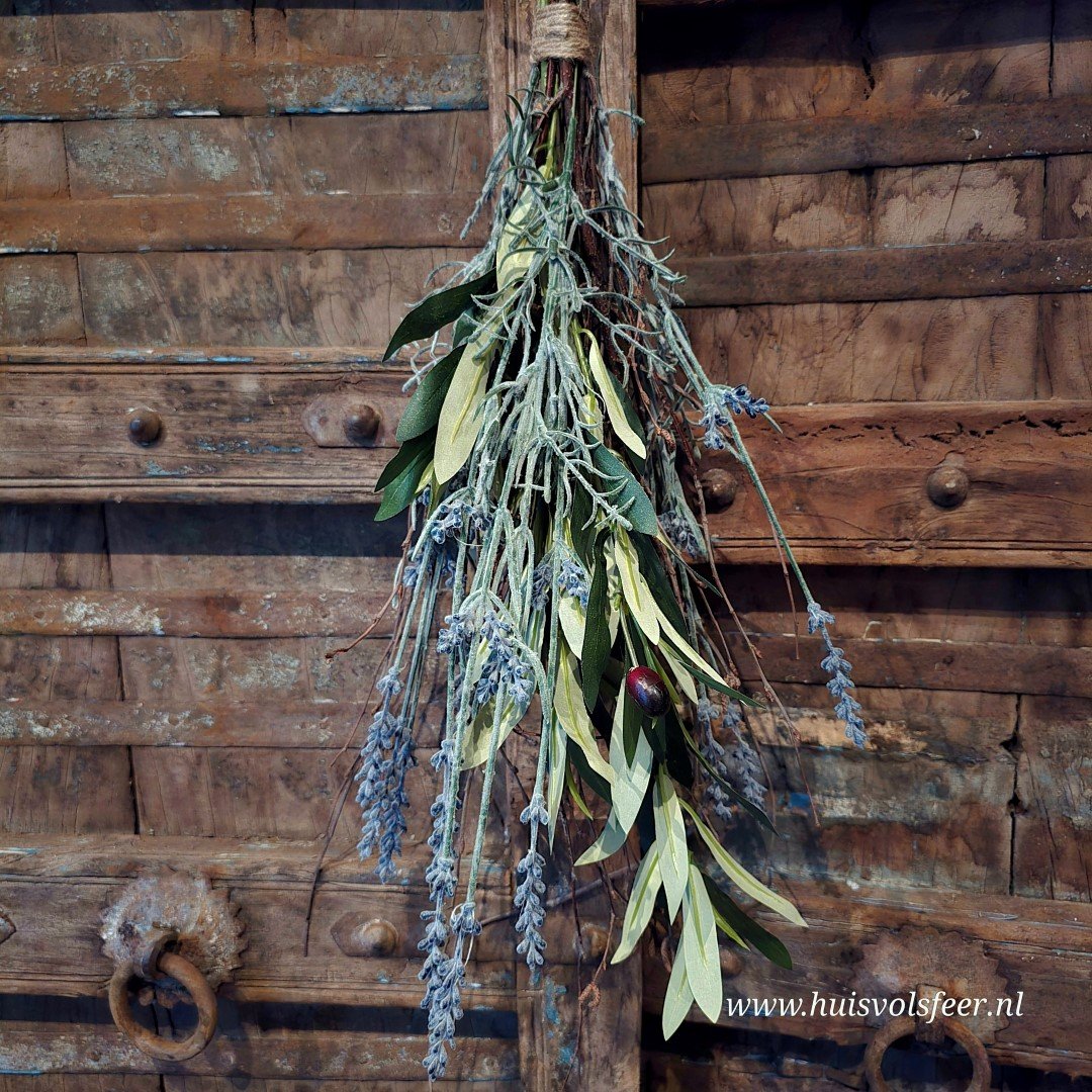 Toef van Twijgtakjes, Lavendel en Olijftakken || Zijde. - Afbeelding 2