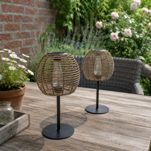 Tafellamp met Solar- Rond || Rotan Naturel.