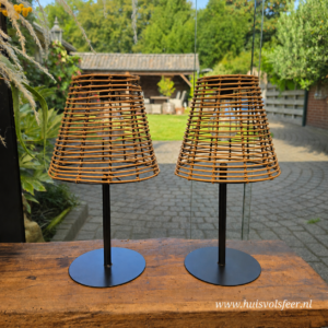 1+1 GRATIS!! Tafellamp met Solar- Recht || Rotan Naturel.