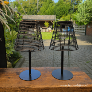 1+1 GRATIS!! Tafellamp met Solar- Recht || Rotan Zwart.